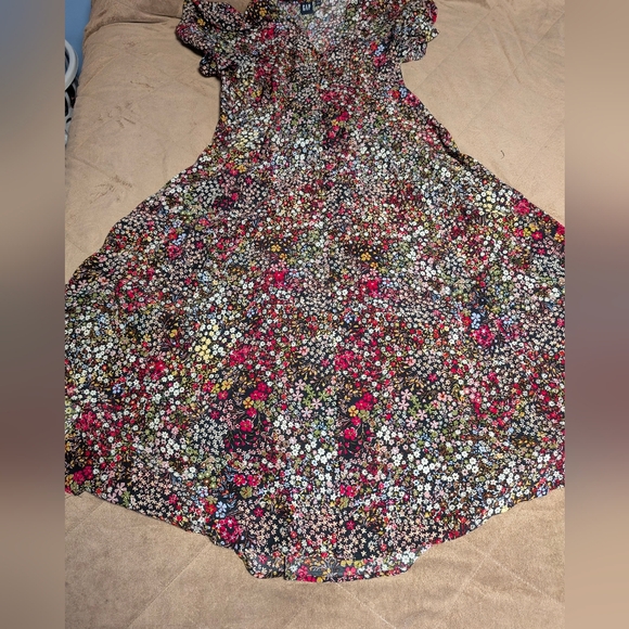 GAP - Floral V-Neck Puff Sleeve Maxi Dress -Size L - Picture 10 of 13
